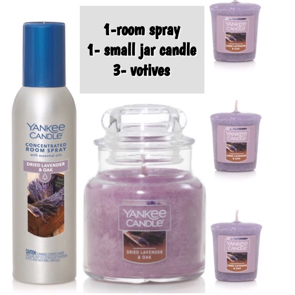 Yankee Candle Dried Lavender Oak mixed lot room spray votives small original jar